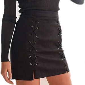 Stylish Black Lace-Up Women's Skirt